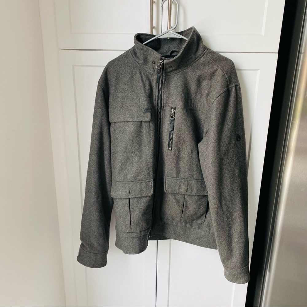 Nixon men’s large grey heavy coat peacoat zip up dress coat